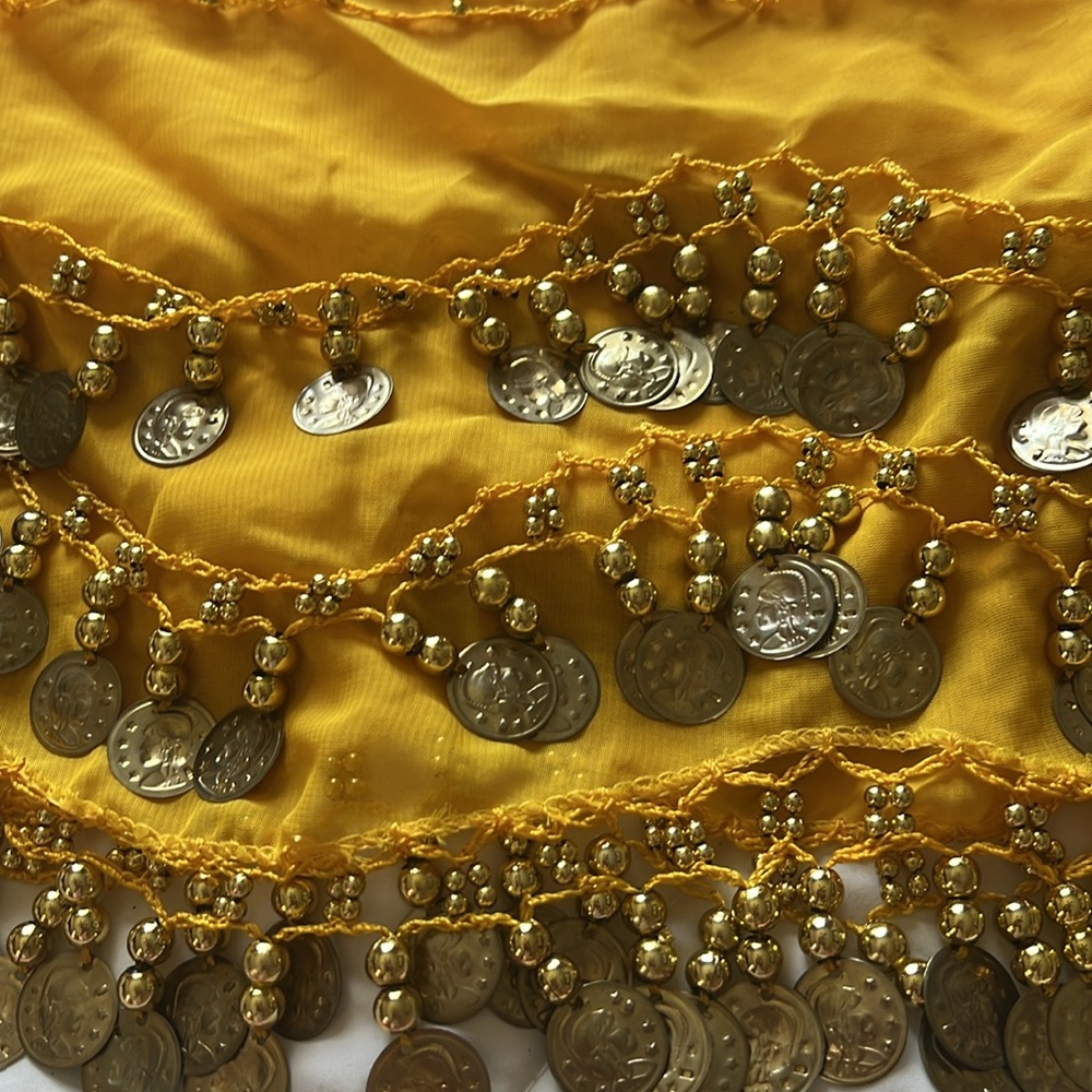 Colorful set of 4 Belly Dance Hip Scarves with Coins - Picture 9 of 14
